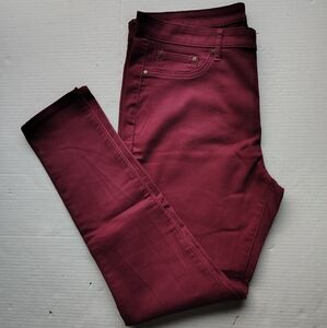 Faded Glory Jeggings 14 Women’s Stretch Pull On Pants Red Full Length NWT